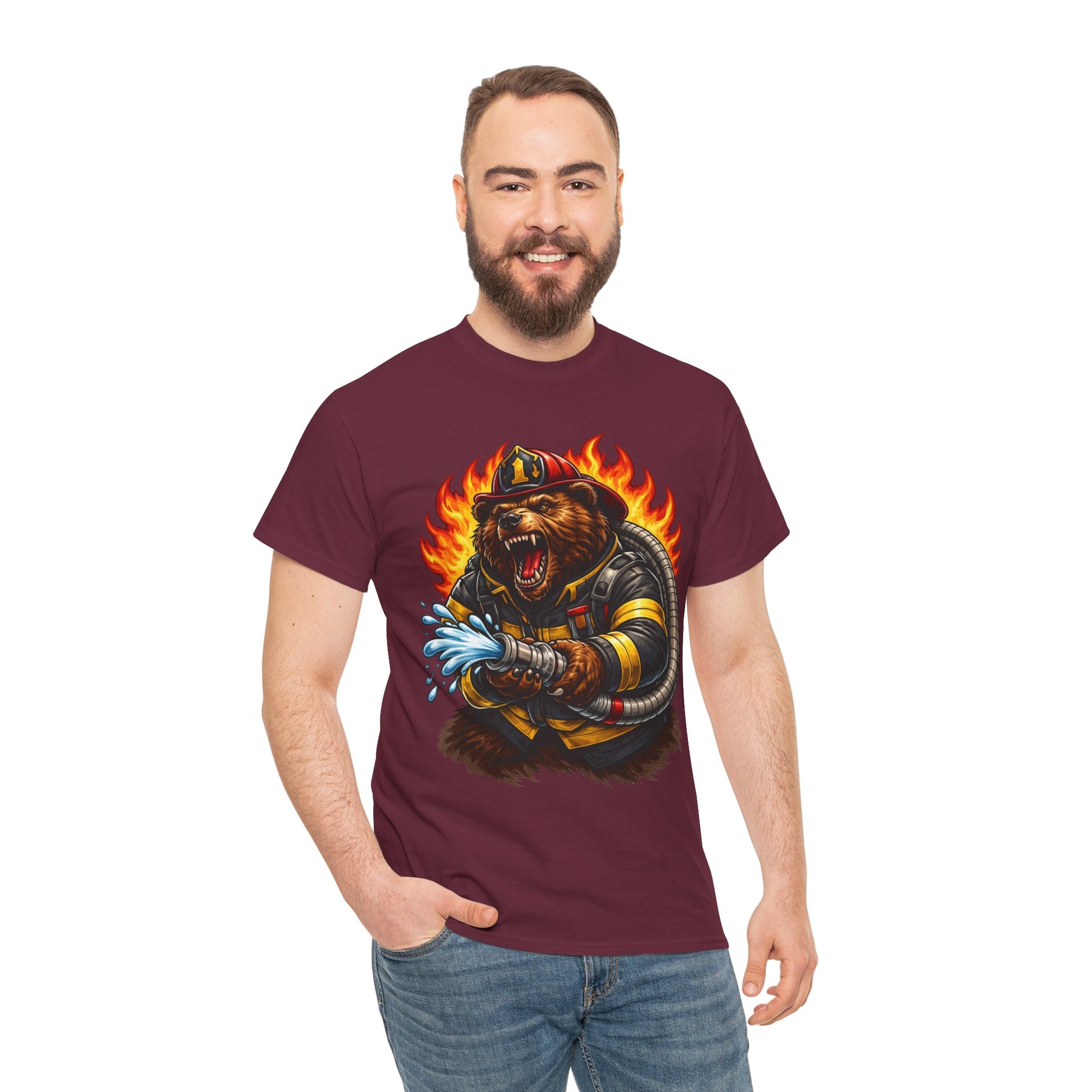 Firefighter Bear T-Shirt – Brave Fireman Graphic Tee