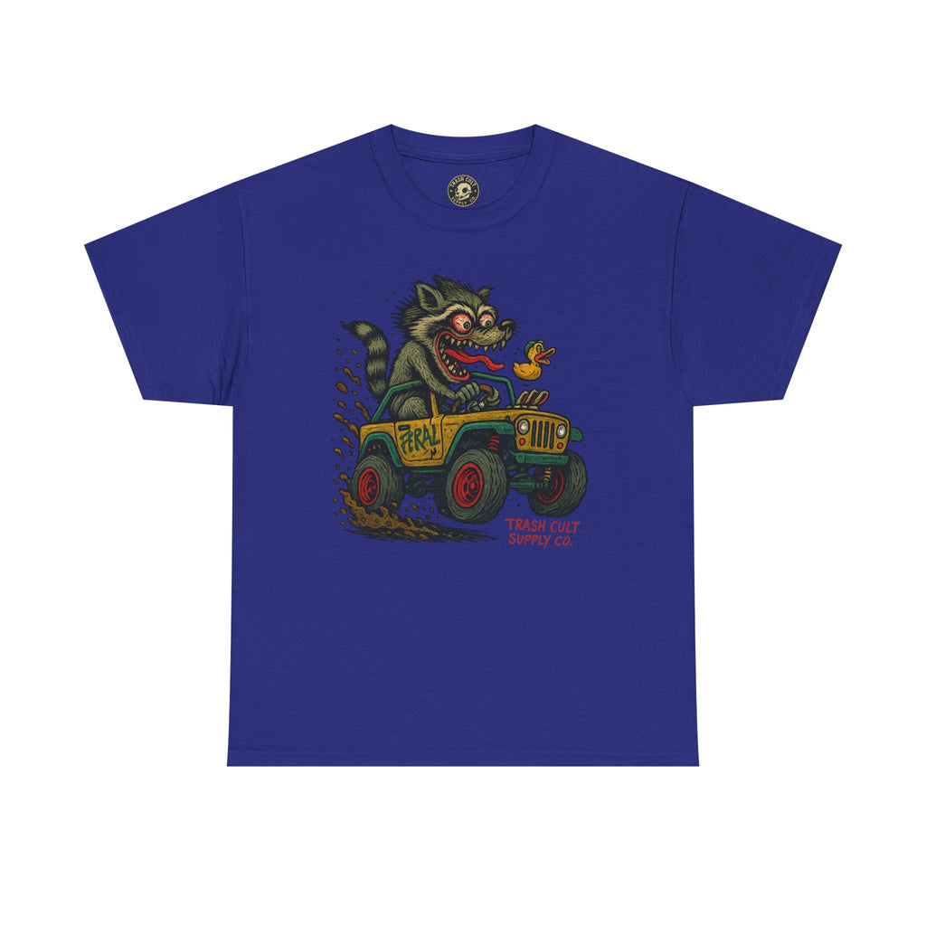 Feral Jeep Raccoon Shirt – Ed Roth Style Off-Road Chaos | Trash Cult Supply Co | Gildan 5000 Tee