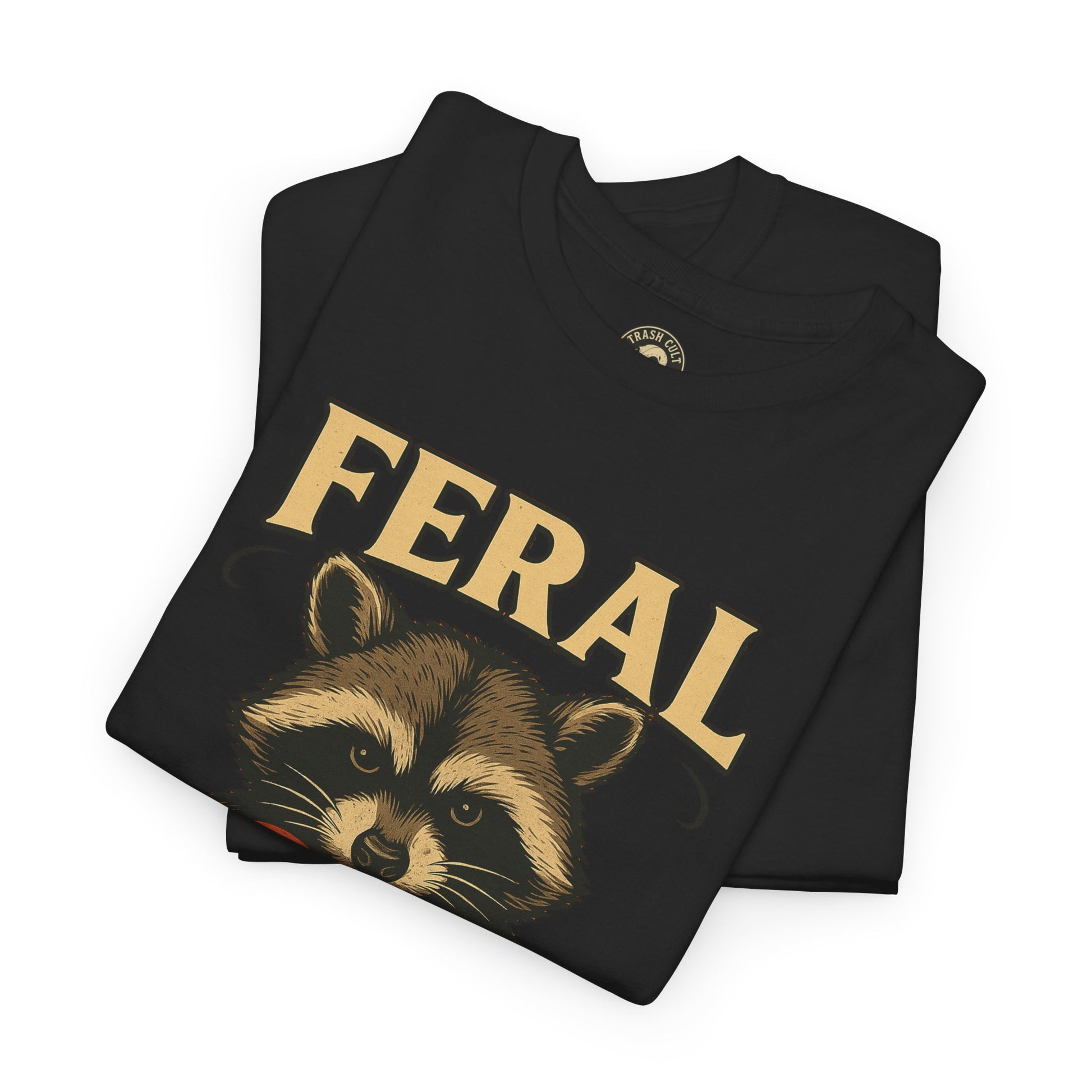Feral Raccoon Tee - Unisex Heavy Cotton Tee, Cute Animal Shirt, Trendy Graphic Tee, Fun Gift for Animal Lovers, Casual Everyday Wear