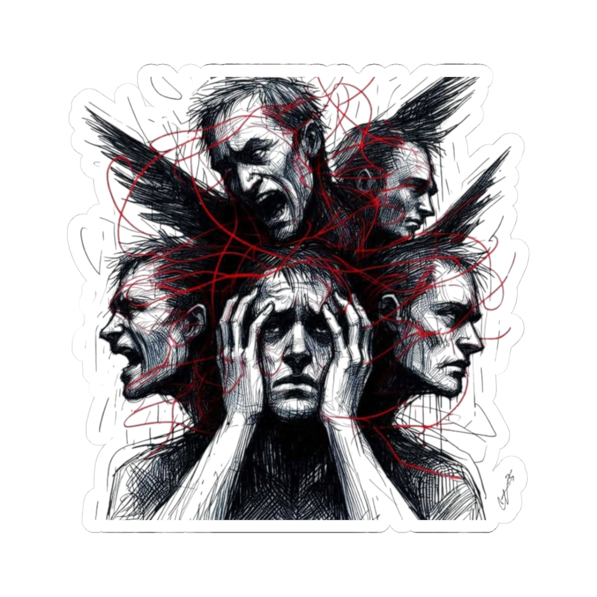 Xian Allen x Trash Cult Sticker – “Loud Inside My Head” | Kiss Cut Dark Art Decal
