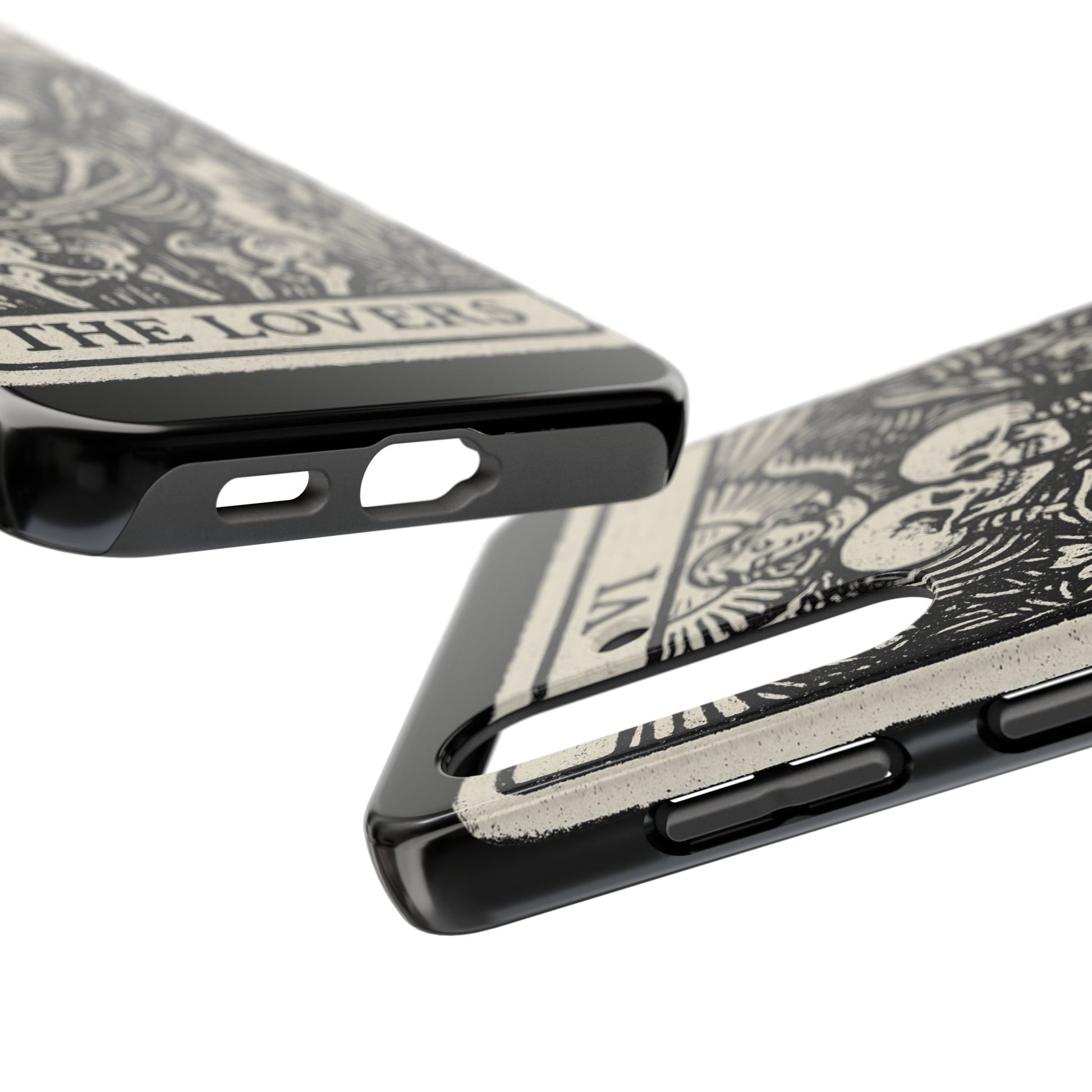 Tough Phone Case with Skeleton Lovers Design, Gothic Phone Cover, Unique Couples Gift, Halloween Accessory, Edgy Tech Design
