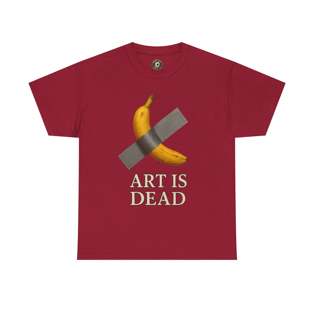 “ART IS DEAD” Banana Duct Tape Meme Tee – Satirical Art Parody Shirt by Trash Cult Supply Co.