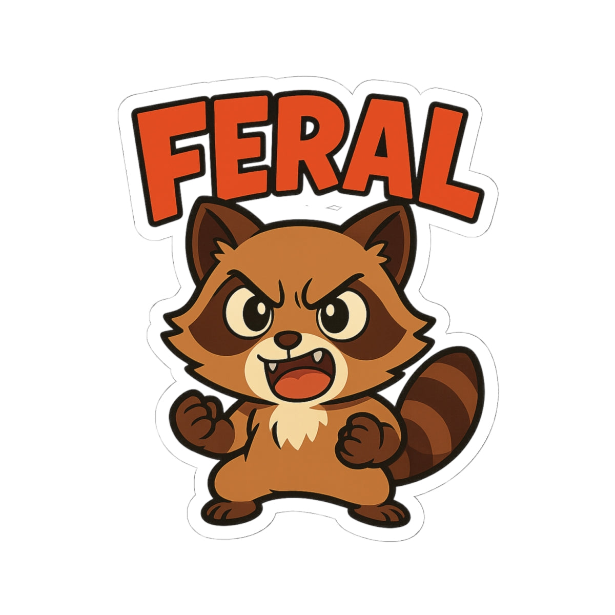 Feral Anime Raccoon Sticker – Bold, Cute, and Unhinged