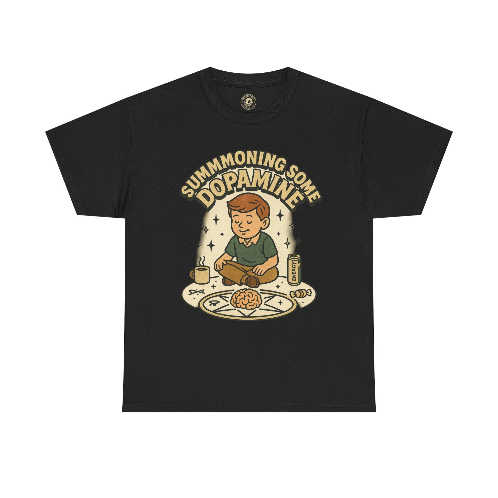 Dopamine Summoning Tee, Unisex Heavy Cotton Tee, Retro Graphic T-shirt, Gift for Gamers, Casual Wear, Funny Shirt, Everyday Style