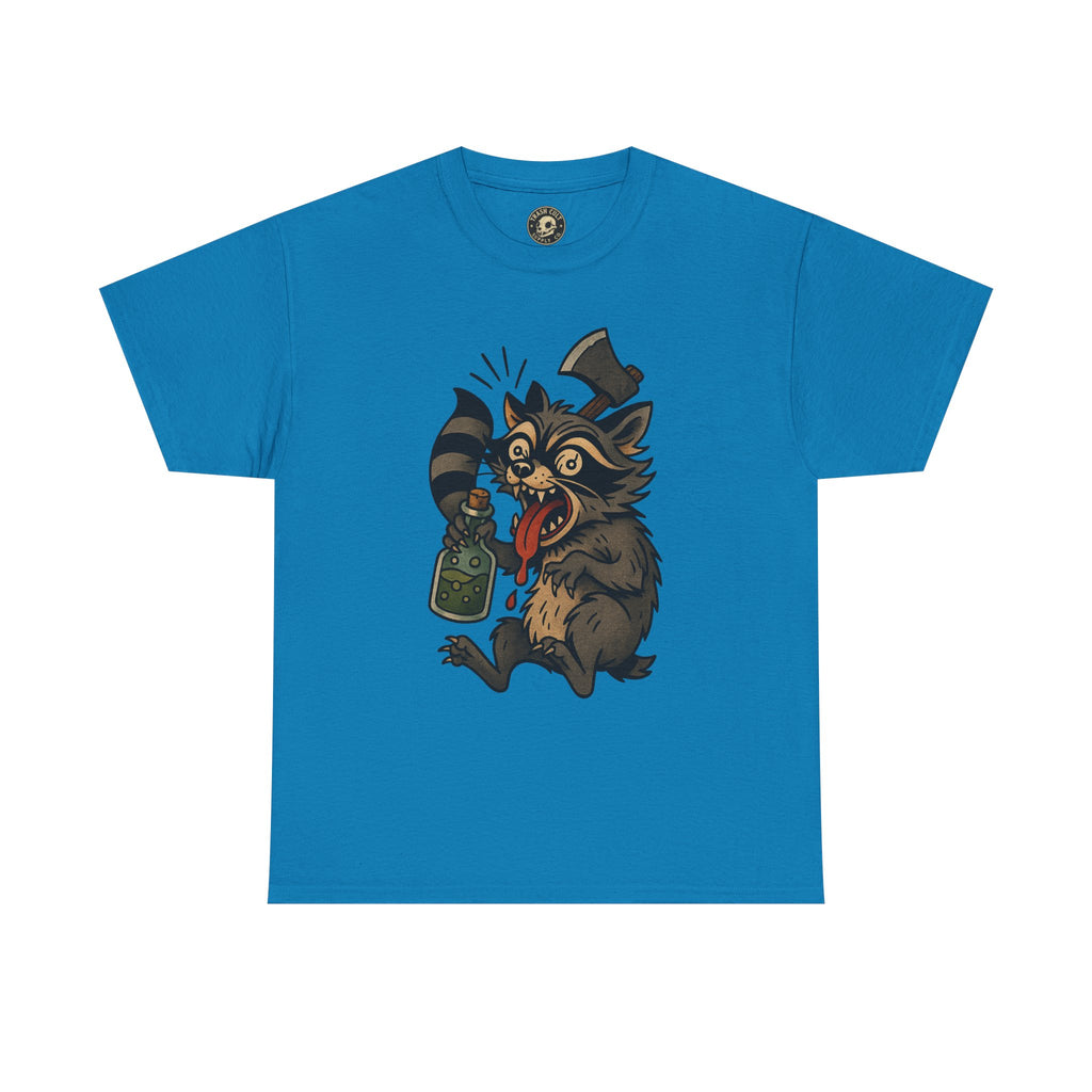 Unhinged Raccoon Shirt – Chaos Gremlin with Axe & Potion | Tattoo Style Tee