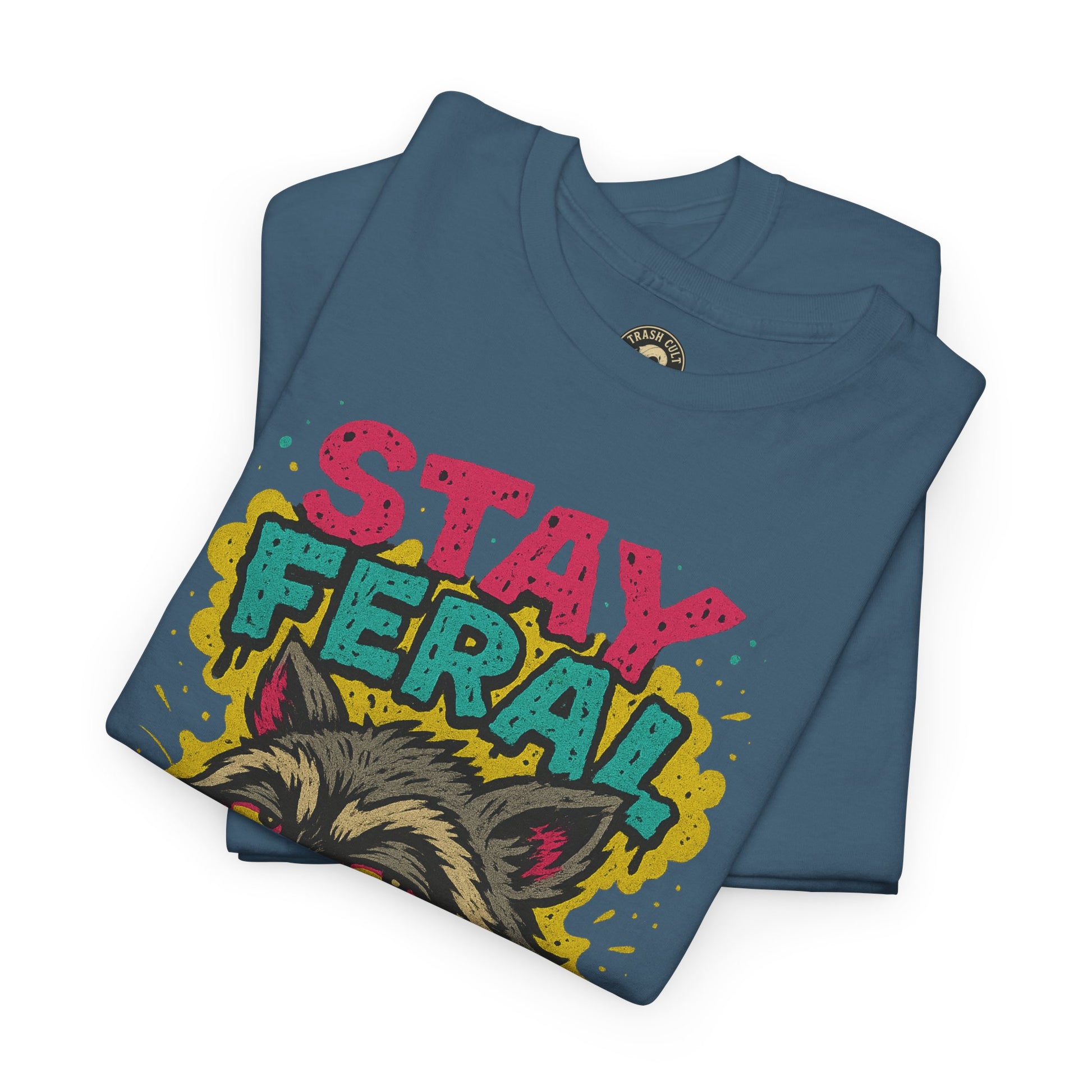 Stay Feral Raccoon Lowbrow Tee – Trash Cult Supply Co. | Gildan 5000