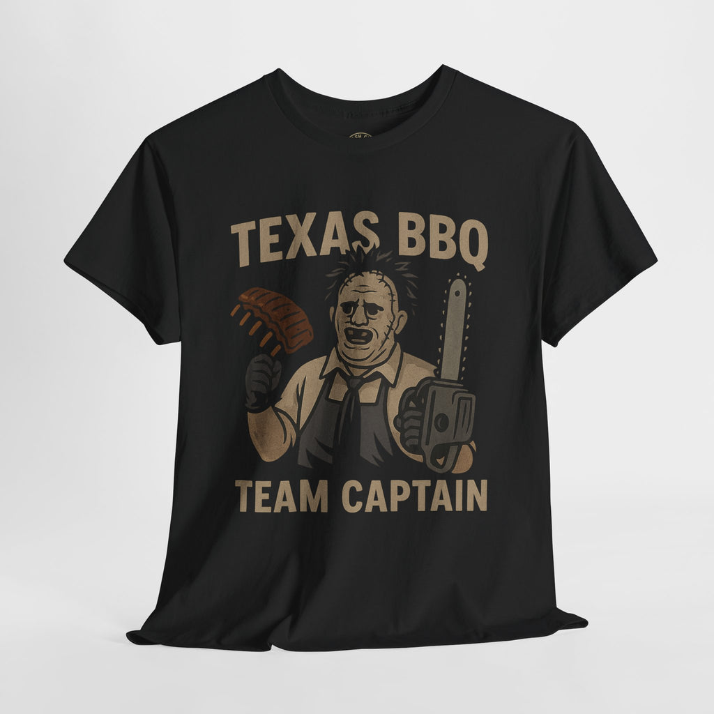 Texas BBQ Team Captain Shirt – Leatherface Parody Graphic Tee – Funny Horror BBQ T-Shirt – Gildan 5000