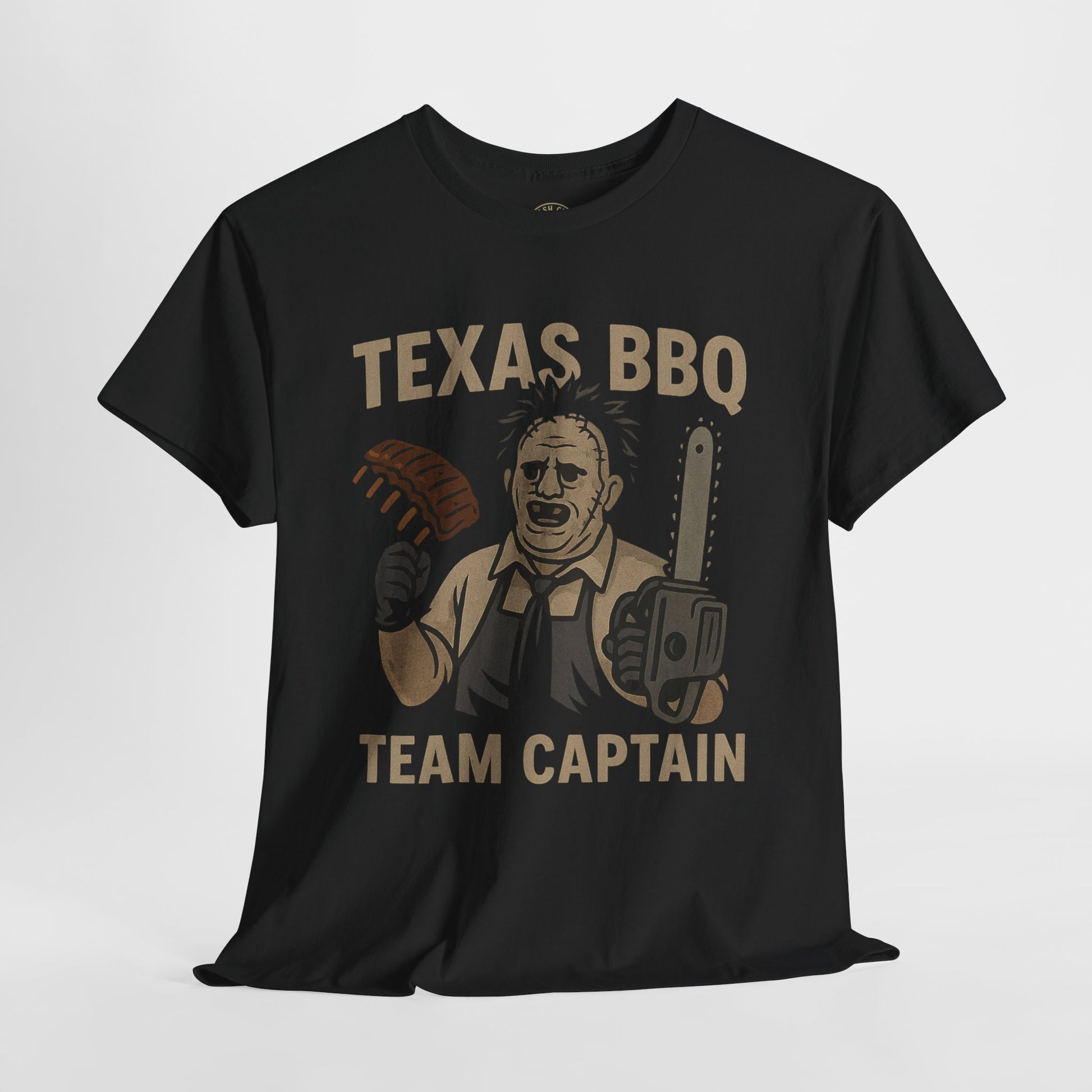 Texas BBQ Team Captain Shirt – Leatherface Parody Graphic Tee – Funny Horror BBQ T-Shirt – Gildan 5000