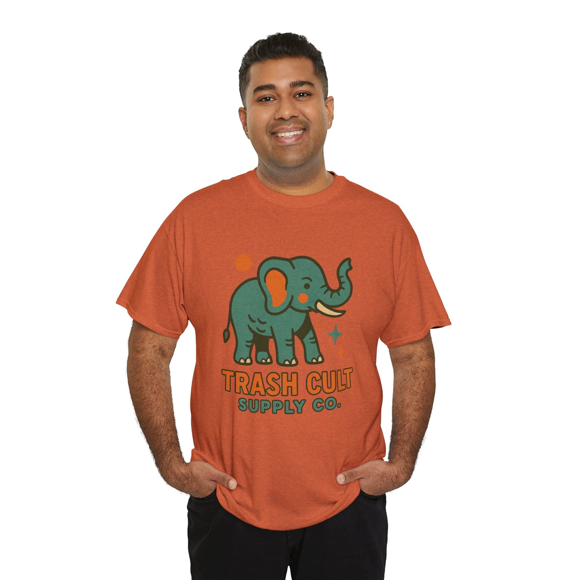 Trash Cult Elephant Unisex Heavy Cotton Tee, Eco-Friendly Shirt, Cool Casual Tee, Gift for Animal Lovers, Vintage Style T-Shirt
