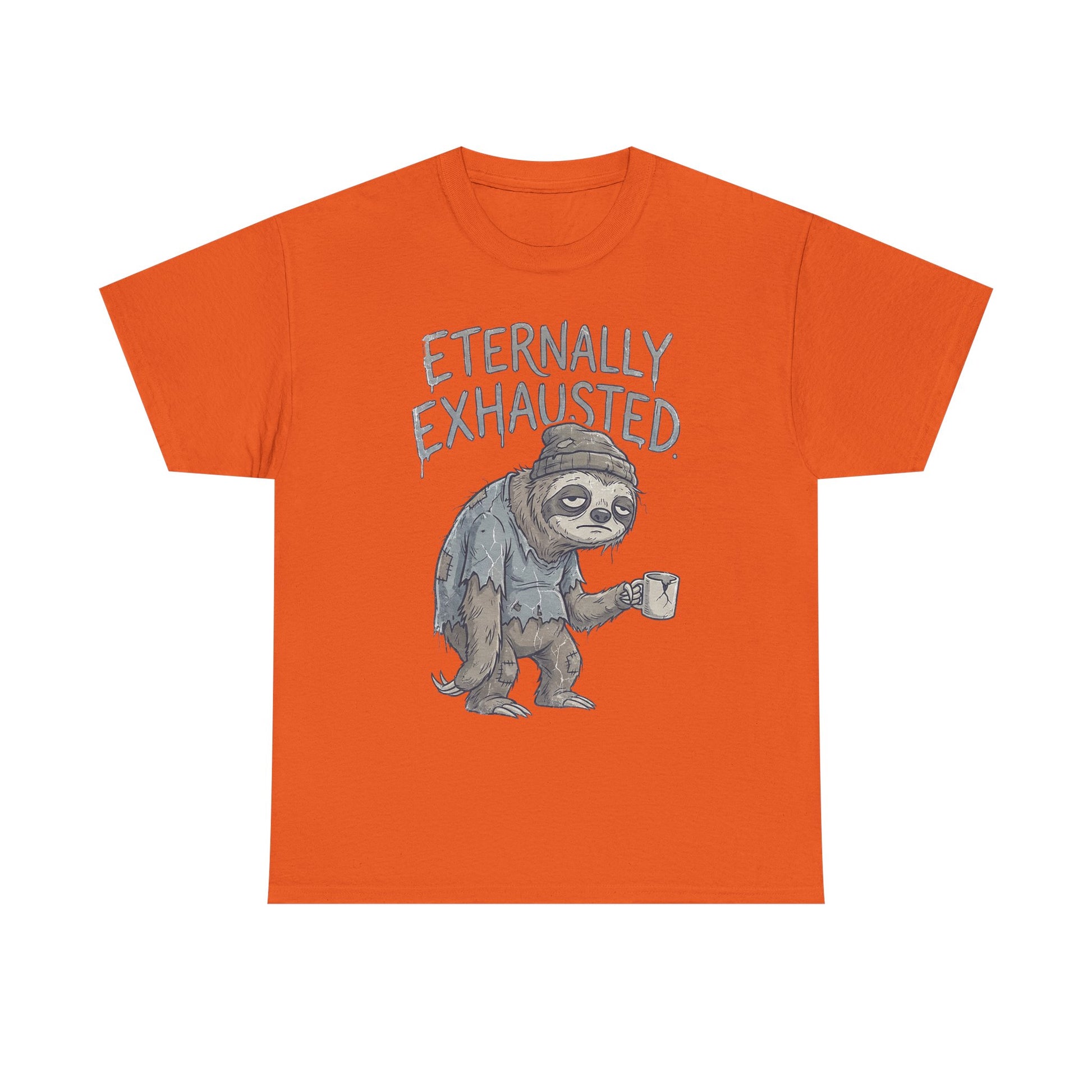 T-Shirt — 'Eternally Exhausted' Sloth Graphic Tee (Funny Coffee Lover Gift)