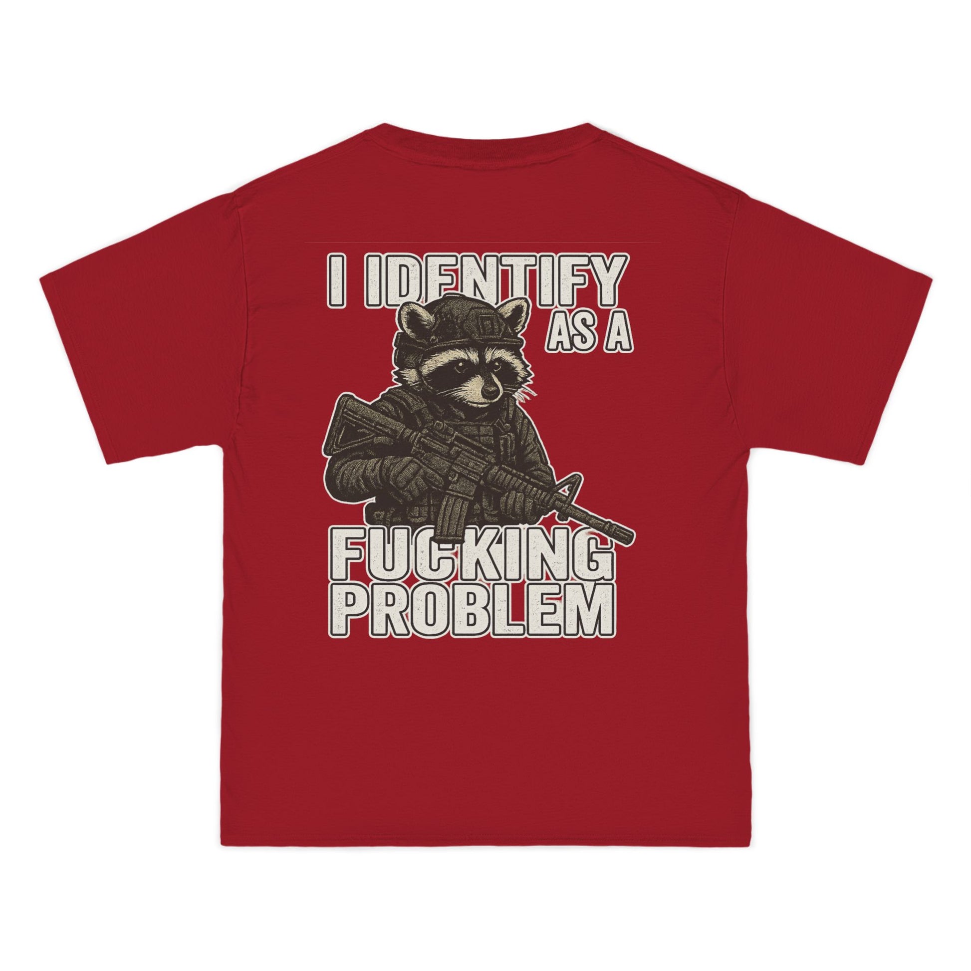 Armed Raccoon “I Identify as a F***ing Problem” T-Shirt – Trash Cult Supply Co.