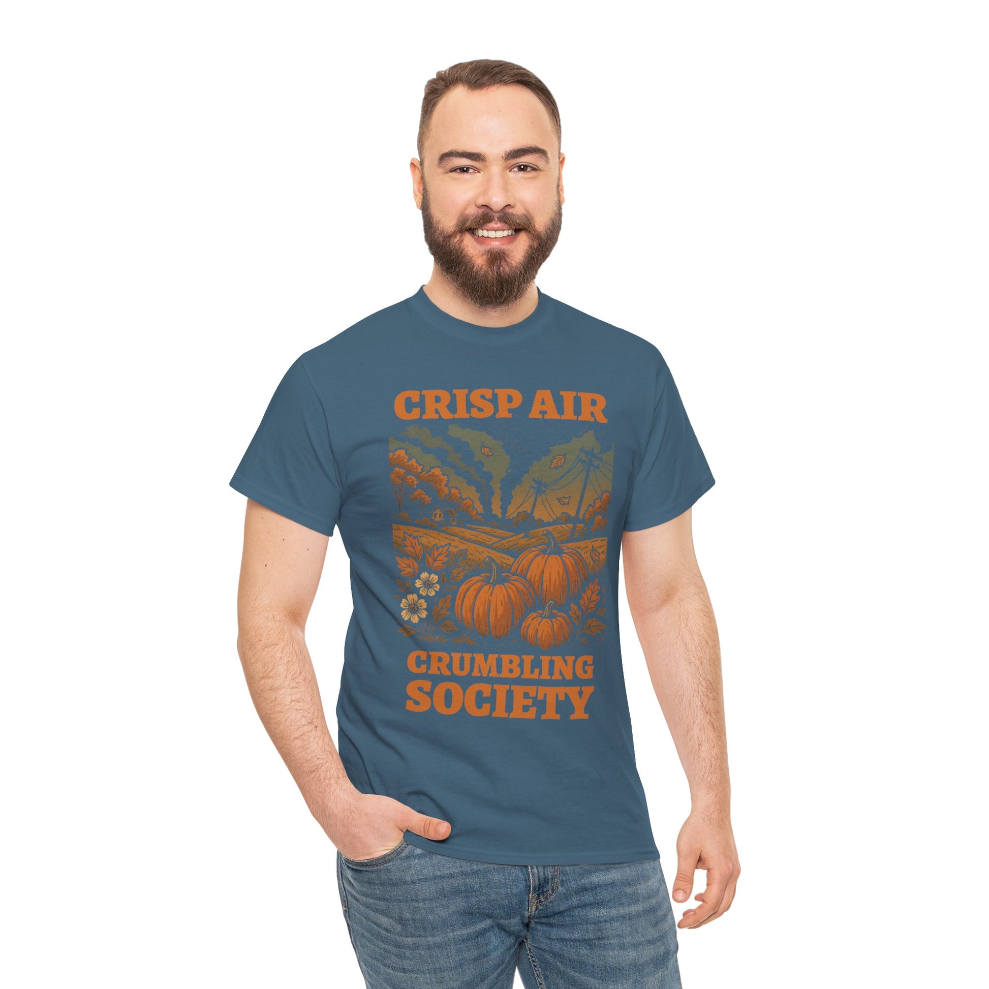 Crisp Air Crumbling Society Shirt – Dystopian Fall Pumpkin Tee – Fall of Humanity Collection – Trash Cult Supply Co.