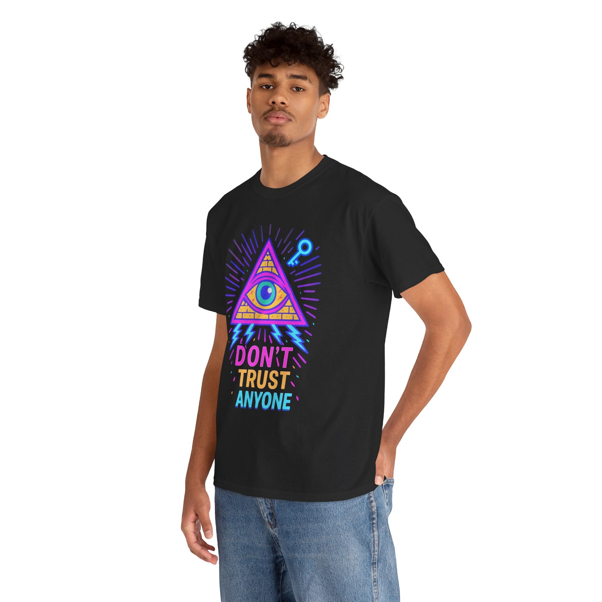 Don’t Trust Anyone – Limited Edition Neon All-Seeing Eye Tee | Gildan 5000 | Illuminasty Drop