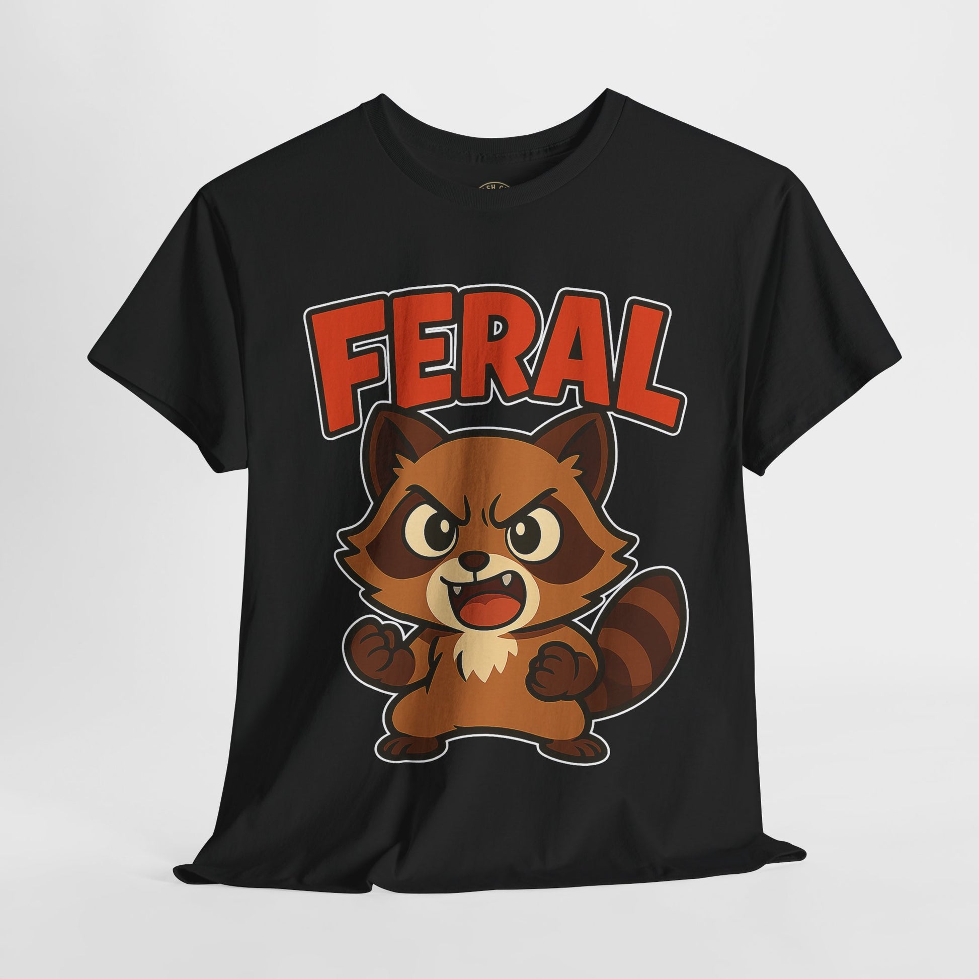 Feral Cartoon Tee - Unisex Heavy Cotton Shirt, Cute Graphic, Animal Lovers Gift, Casual Wear, Fun T-Shirt for Kids & Adults