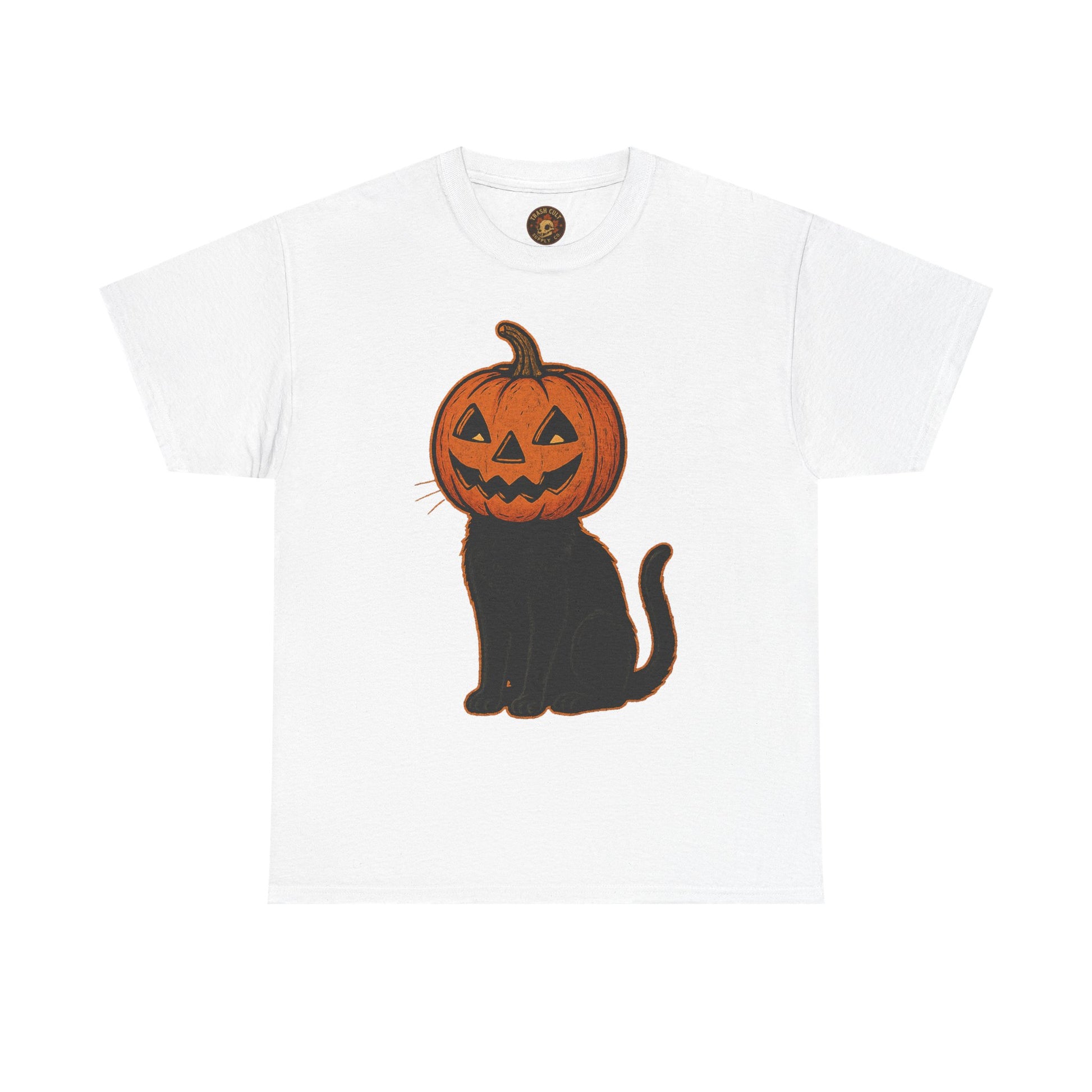 Black Cat Pumpkin Head Halloween T-Shirt – Jack O’Lantern Cat Design