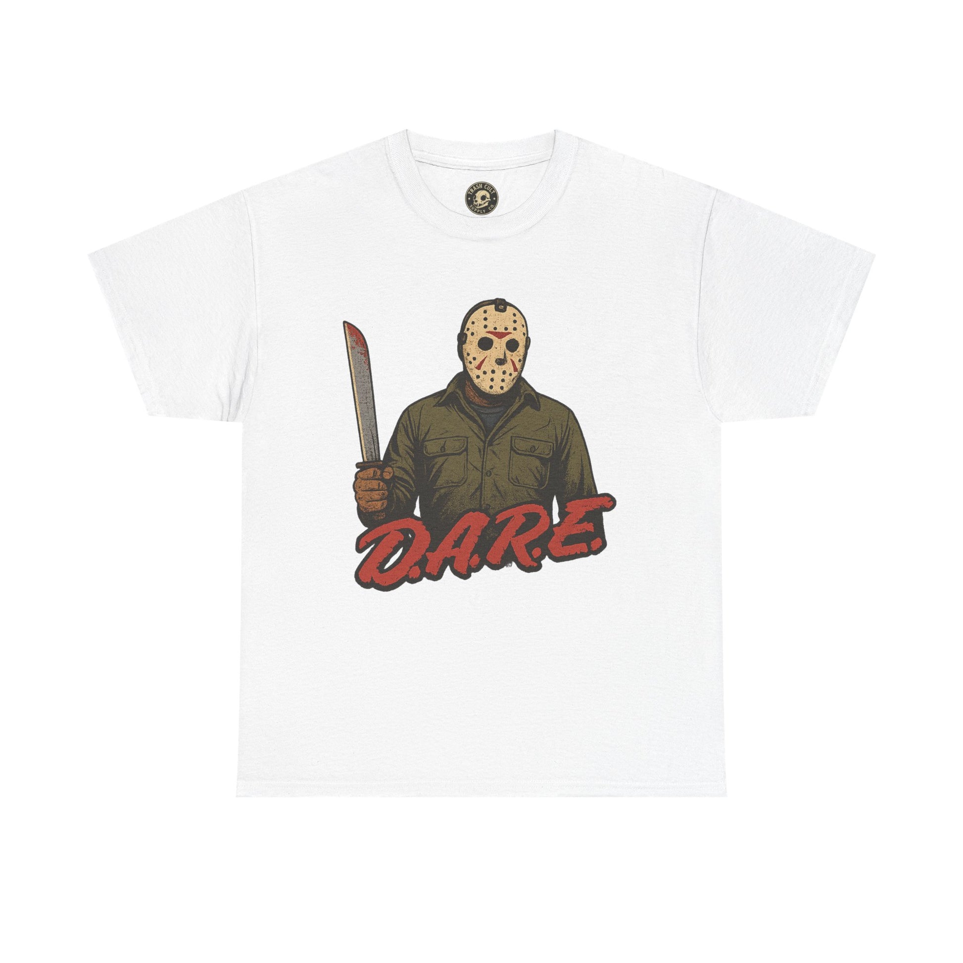 Jason Voorhees D.A.R.E. Parody Shirt – 1980s Horror Meme Tee | Gildan 5000 Slasher Graphic