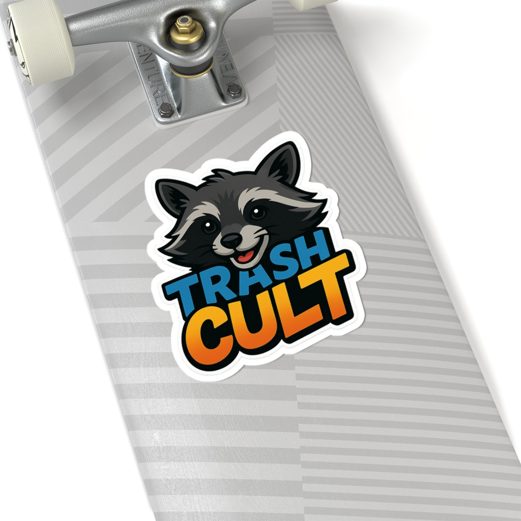 Trash Cult Raccoon Kiss-Cut Stickers, Fun Stickers for Laptops, Eco-Friendly Decor, Quirky Gift, Animal Lover Decor