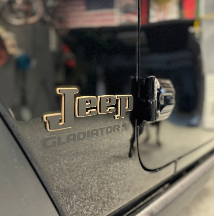 Retro Jeep "Square" Wrangler/Gladiator Fender Emblems - PAIR L/R Sides - Two Color Stacked